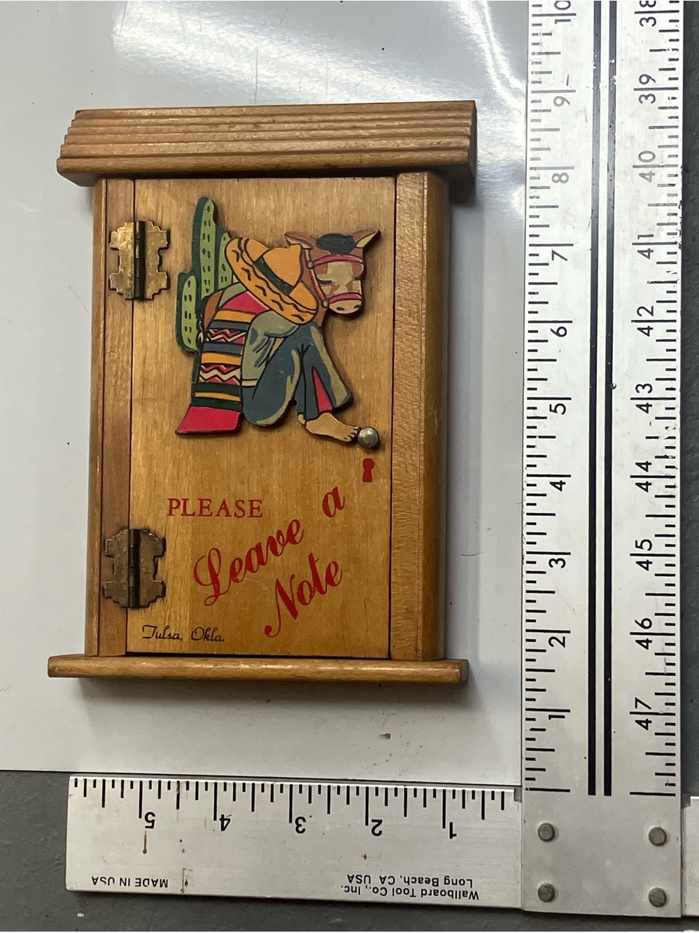 Wooden 'Please Leave a Note' Wall Key/Note Box with Southwestern Motif